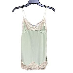 Blu Heaven Babydoll Tank Women Size S Green Lace Trim Y2K 2000s BLEMISH